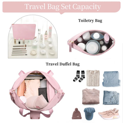 Travel Duffel Bag for Women Gym Bag with USB Charging Port Large Weekender Overnight Bag Yoga Duffle Bags with Wet Pocket and Shoes Compartment, Pink