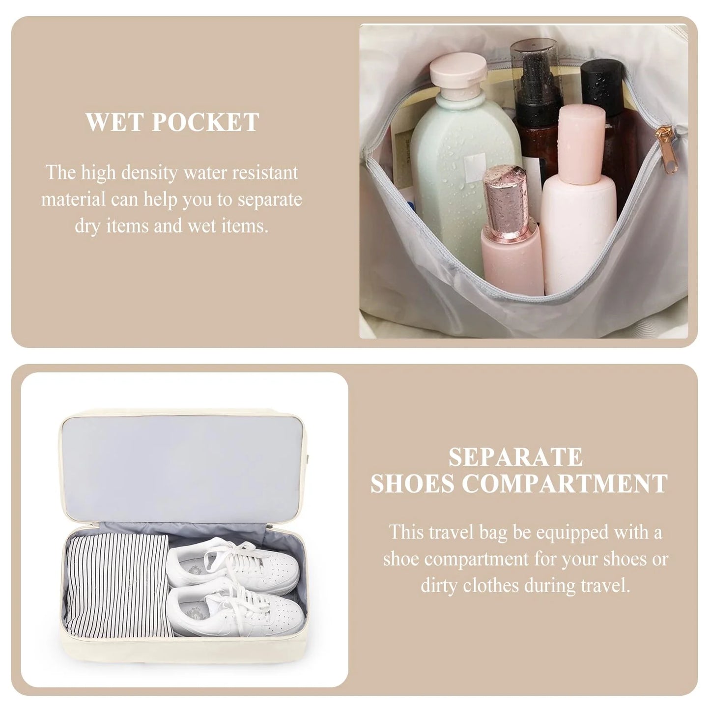 Travel Duffel Bag for Women Gym Bag with USB Charging Port Large Weekender Overnight Bag Yoga Duffle Bags with Wet Pocket and Shoes Compartment, Black