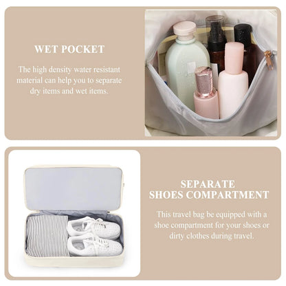 Travel Duffel Bag for Women Gym Bag with USB Charging Port Large Weekender Overnight Bag Yoga Duffle Bags with Wet Pocket and Shoes Compartment, Black