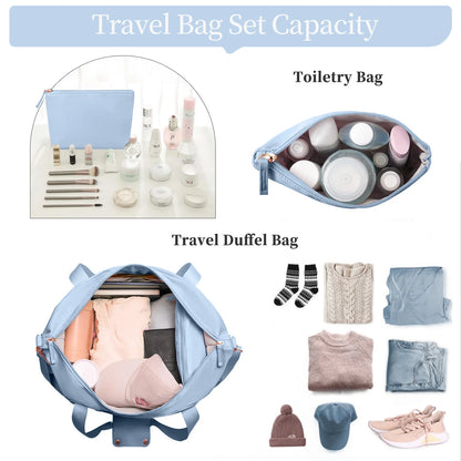 Travel Duffel Bag for Women Gym Bag with USB Charging Port Large Weekender Overnight Bag Yoga Duffle Bags with Wet Pocket and Shoes Compartment, Blue